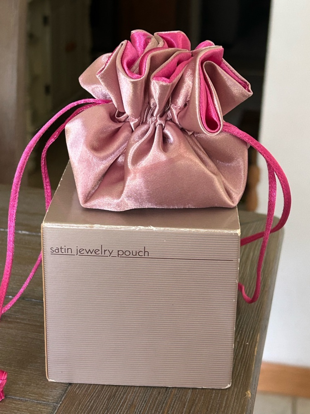 Avon Pink Satin Drawstring Jewelry Pouch